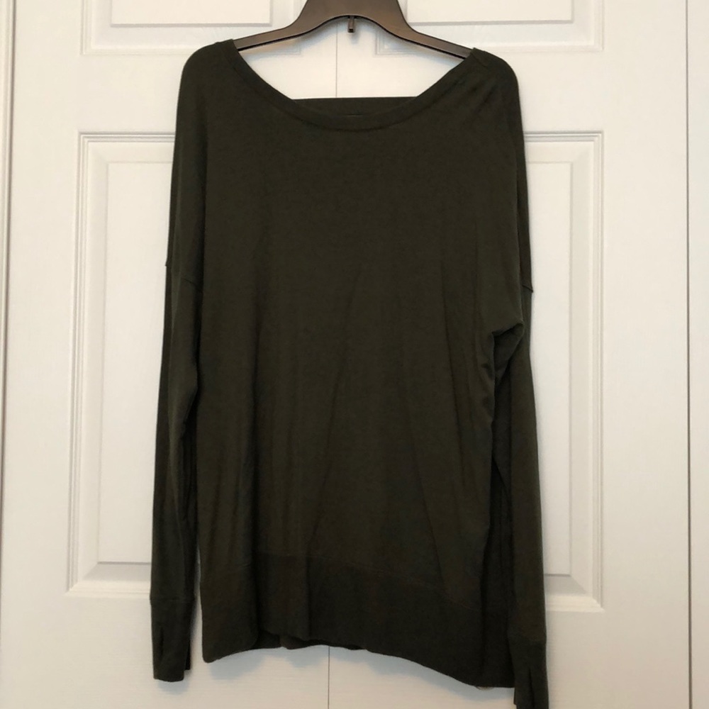 Athleta Open Back Olive Green Sweater